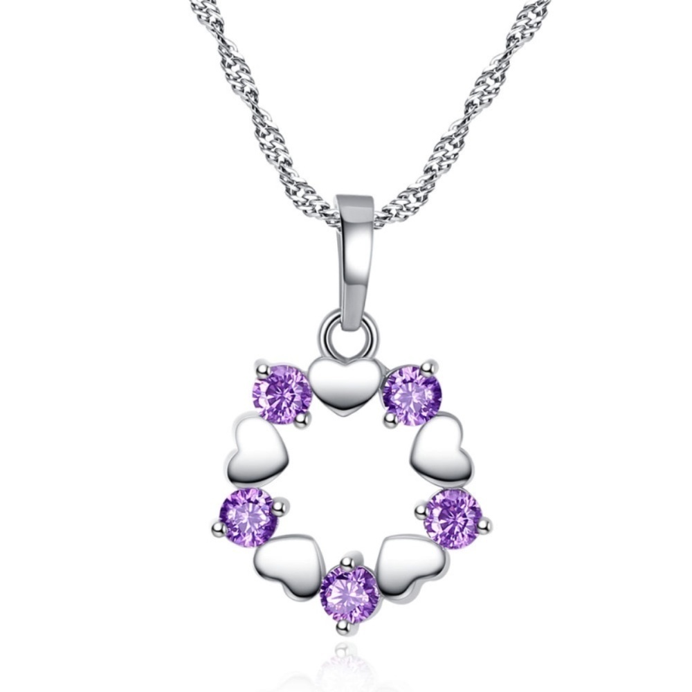 *CAMARI* Silver x Purple Zircon Round Pendant Necklace